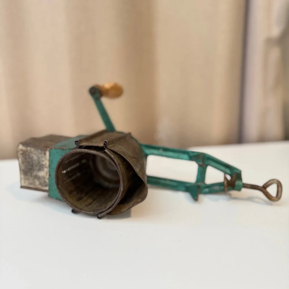 Vintage Porkert Hand Crank Rotary Grater Teal Green Cast Iron Czechoslovakia